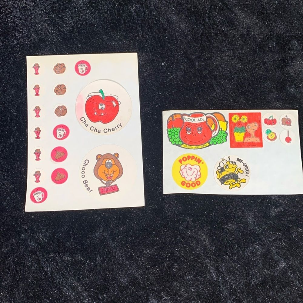 Vintage Scratch n Sniff Stickers 1980s Chocobear, Cha Cha Cherry and More